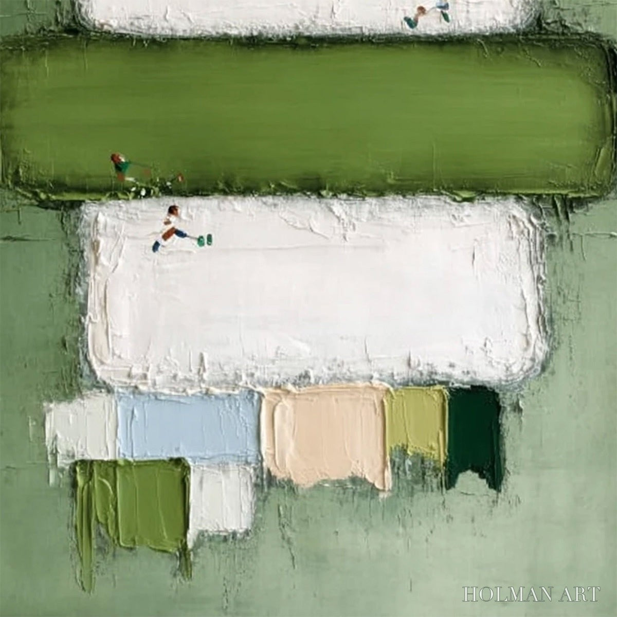 HOLMAN ART Greenfield Arena – Textured Abstract Sports Painting with Minimalist Green Tones - image 5