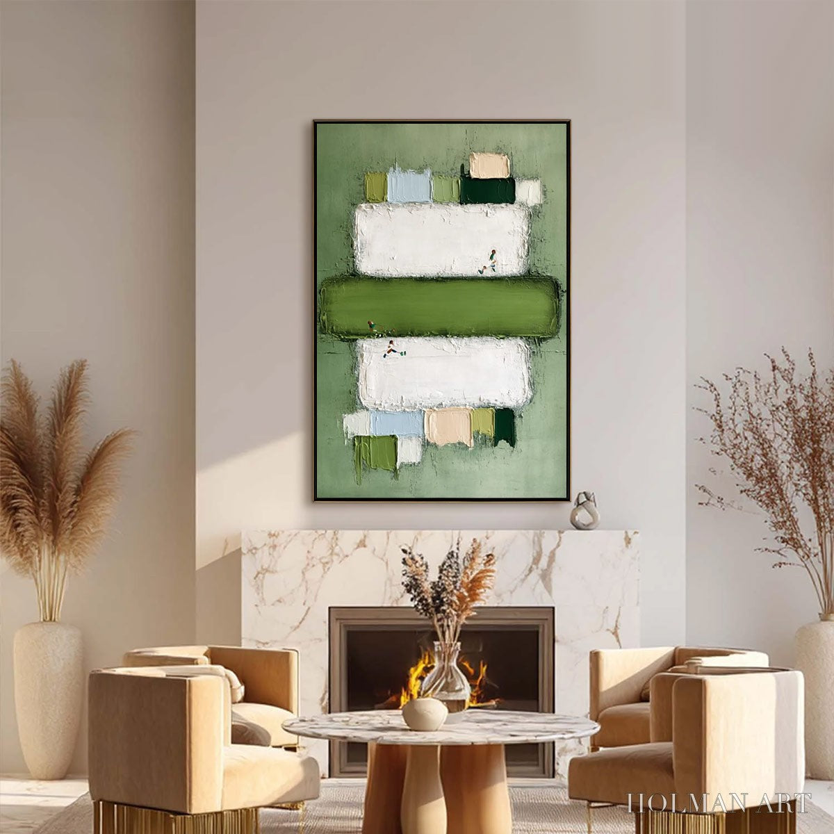 HOLMAN ART Greenfield Arena – Textured Abstract Sports Painting with Minimalist Green Tones - image 6