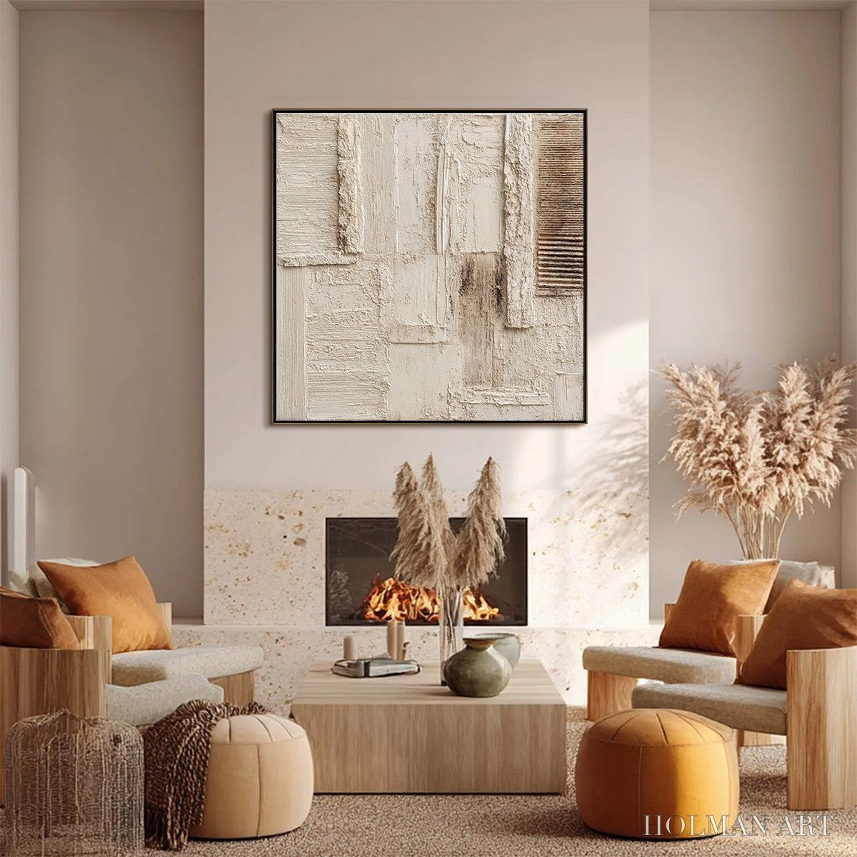 HOLMAN ART Strata – Textured Wabi Sabi Abstract Painting in Neutral Tones - image 4