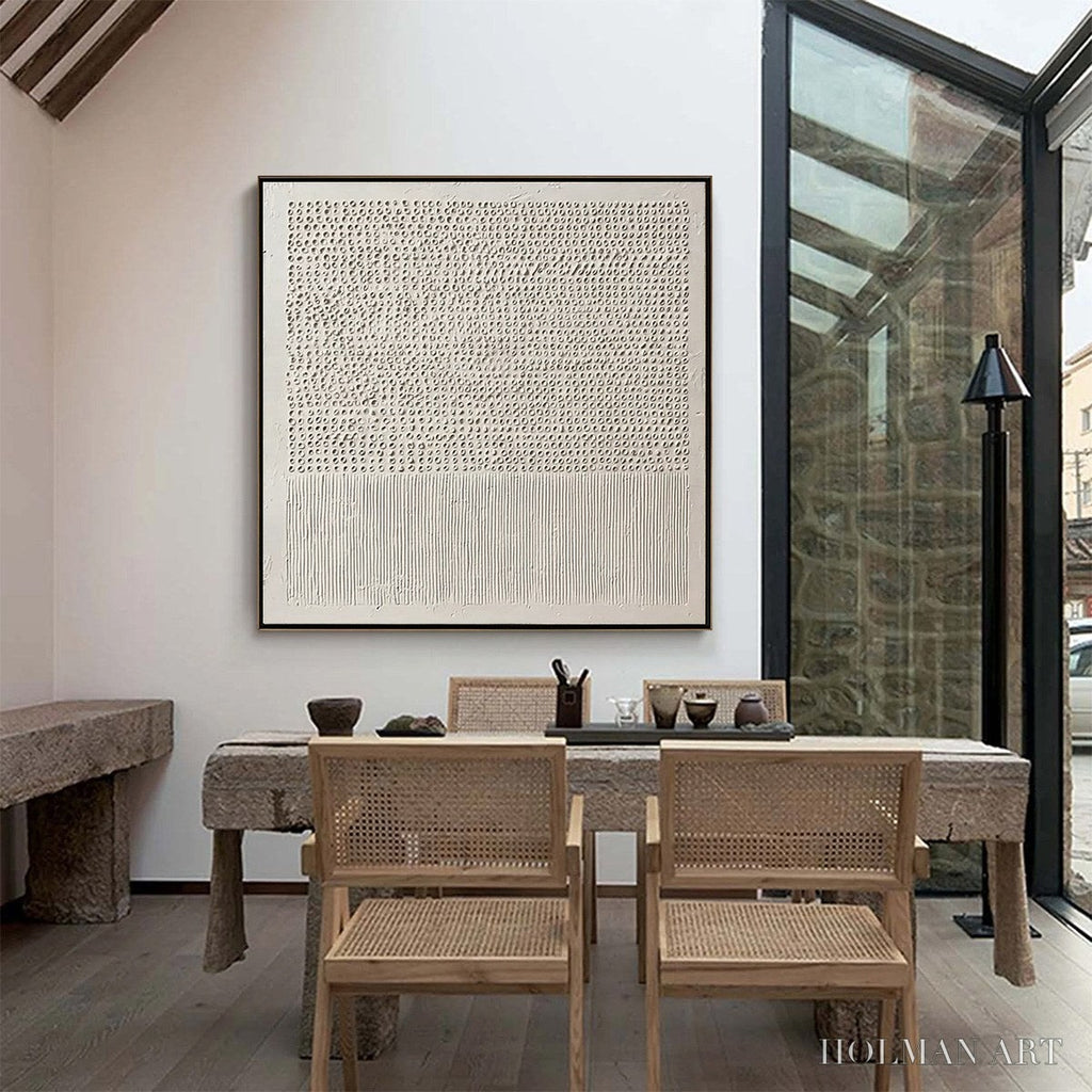 HOLMAN ART Codex of Calm – Large Square Textured Wabi Sabi Abstract Painting - image 4