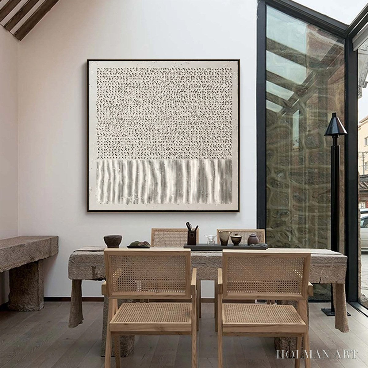 HOLMAN ART Codex of Calm – Large Square Textured Wabi Sabi Abstract Painting - image 4