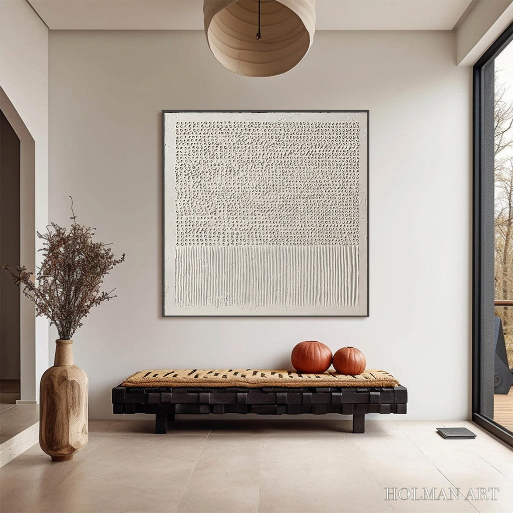 HOLMAN ART Codex of Calm – Large Square Textured Wabi Sabi Abstract Painting - image 6