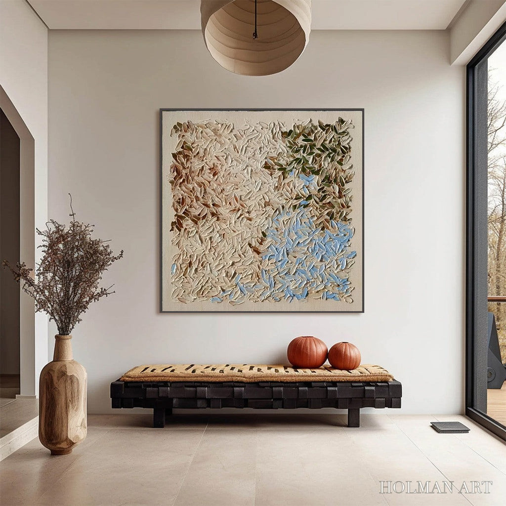 HOLMAN ART Earth'S Mosaic – Textured Wabi Sabi Abstract Landscape Oil Painting - image 4