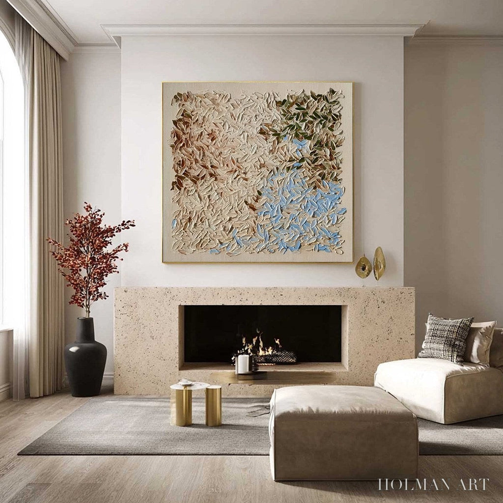HOLMAN ART Earth'S Mosaic – Textured Wabi Sabi Abstract Landscape Oil Painting - image 6