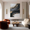 HOLMAN ART Kintsugi Rift – Textured Wabi Sabi Abstract Painting in Black and Gold - image 2