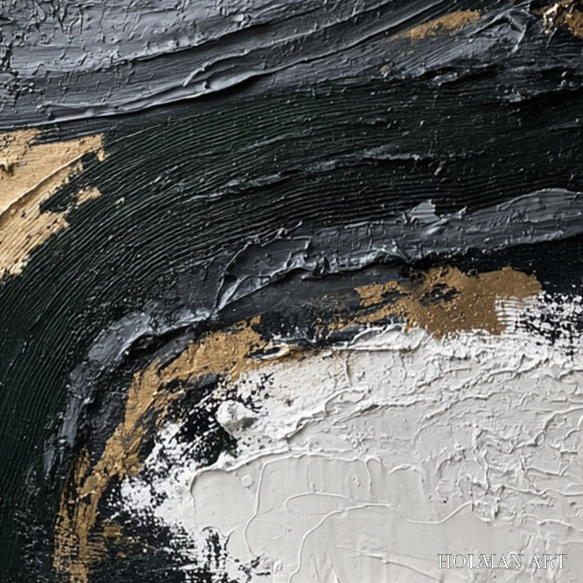 HOLMAN ART Kintsugi Rift – Textured Wabi Sabi Abstract Painting in Black and Gold - image 3