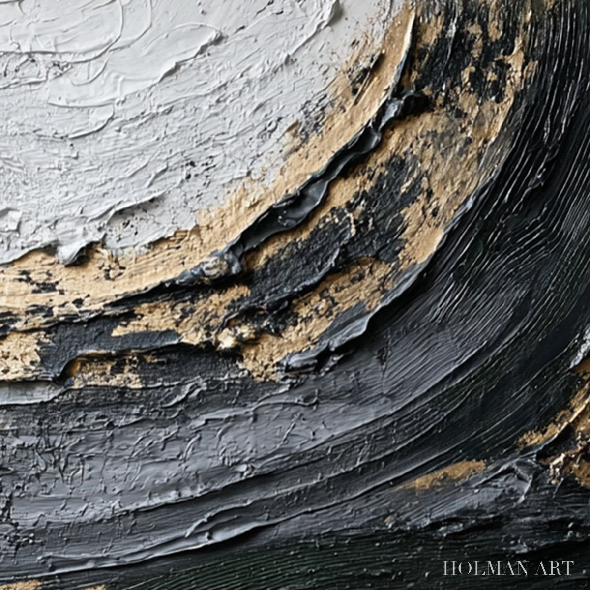 HOLMAN ART Kintsugi Rift – Textured Wabi Sabi Abstract Painting in Black and Gold - image 5