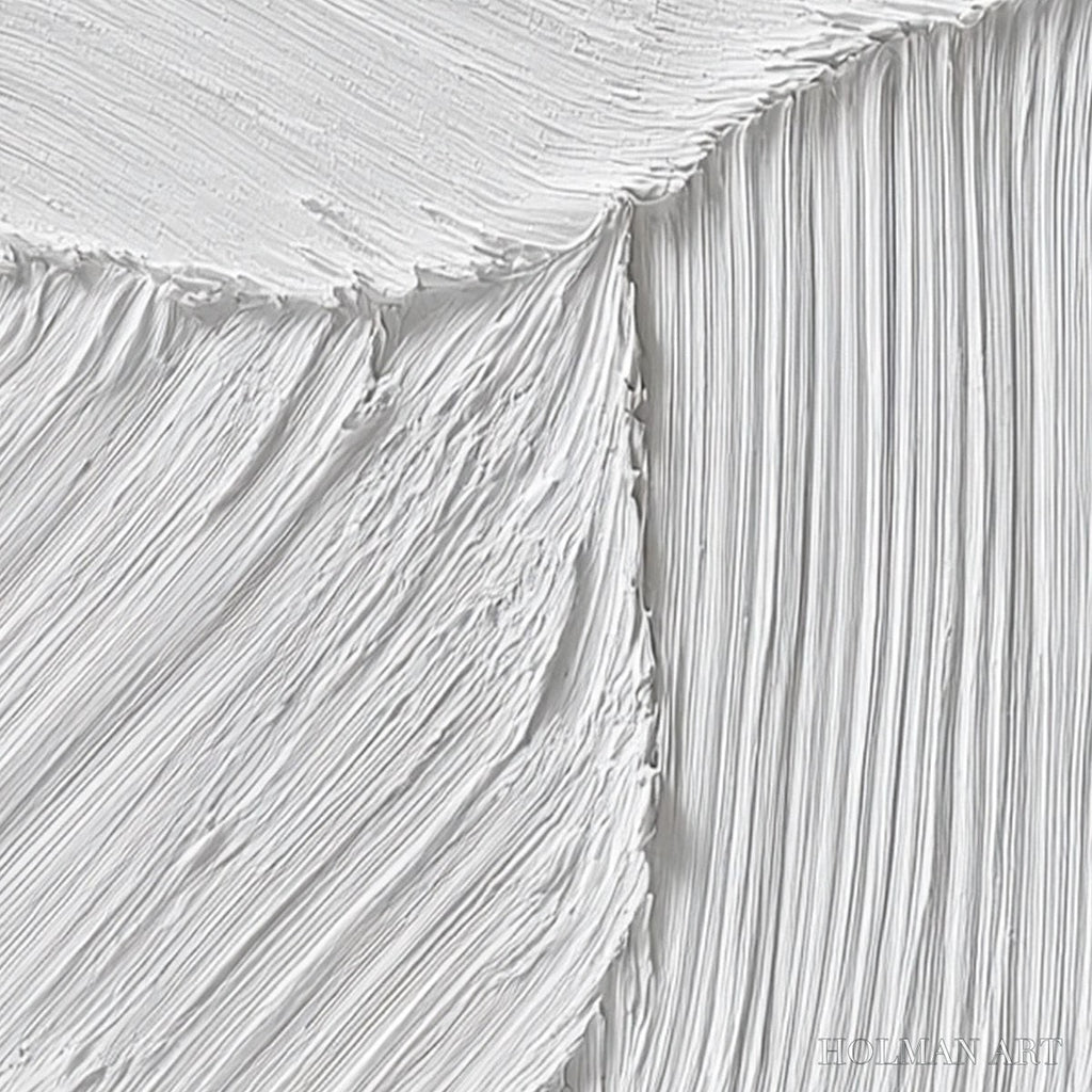 HOLMAN ART Serene Rift – Large Textured White Minimalist Abstract Painting - image 3