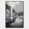 HOLMAN ART Echo Chamber – Monochromatic Industrial Abstract Landscape Painting - image 1