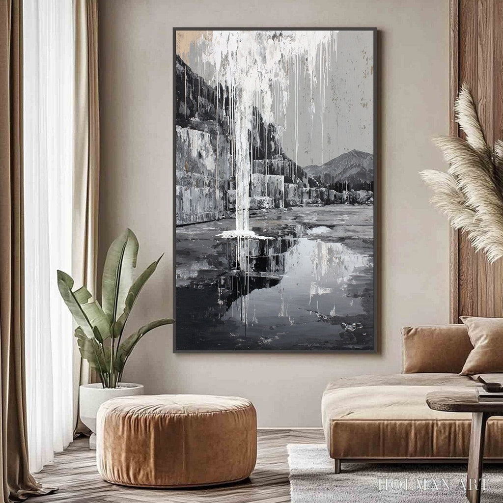 HOLMAN ART Echo Chamber – Monochromatic Industrial Abstract Landscape Painting - image 2