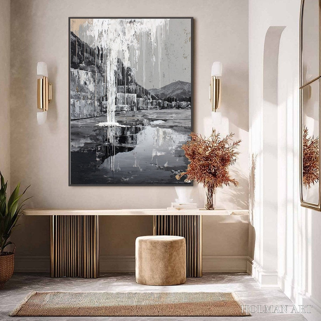 HOLMAN ART Echo Chamber – Monochromatic Industrial Abstract Landscape Painting - image 4