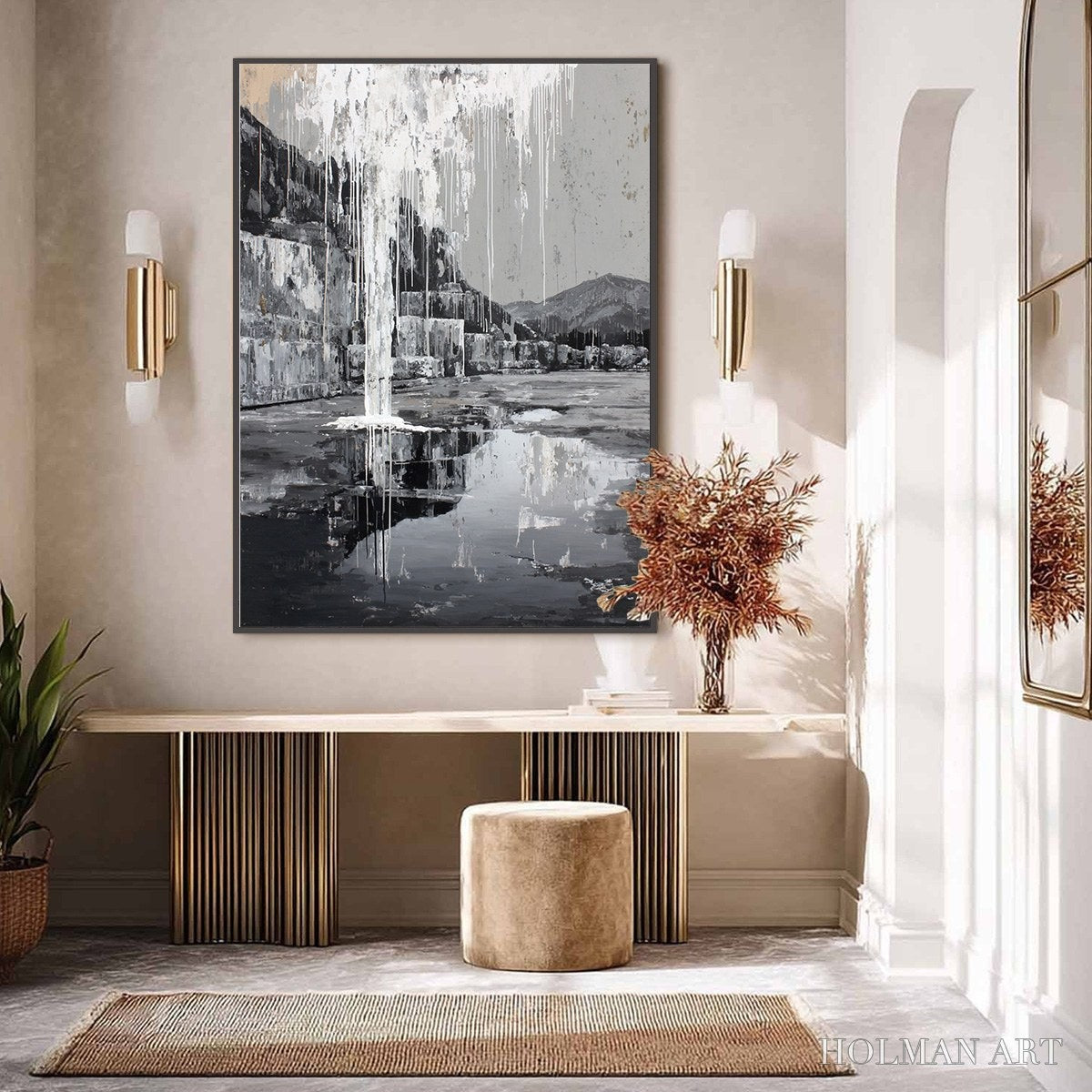 HOLMAN ART Echo Chamber – Monochromatic Industrial Abstract Landscape Painting - image 4