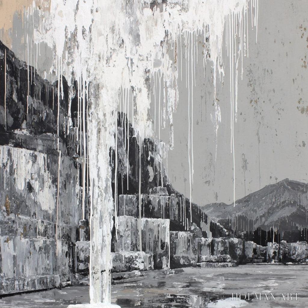 HOLMAN ART Echo Chamber – Monochromatic Industrial Abstract Landscape Painting - image 5