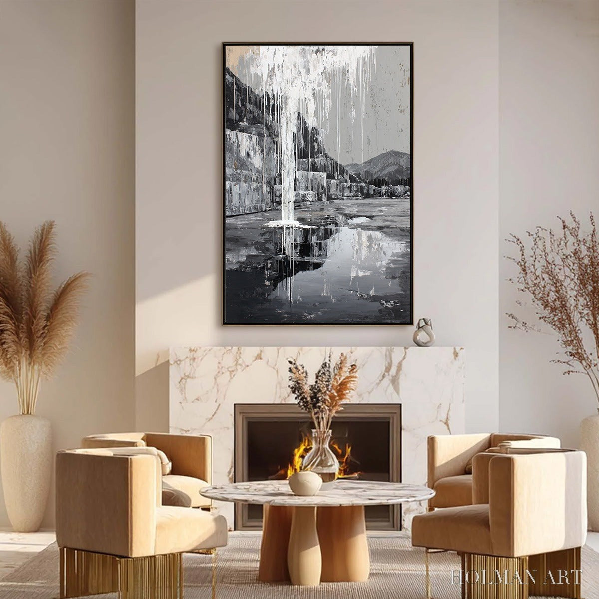 HOLMAN ART Echo Chamber – Monochromatic Industrial Abstract Landscape Painting - image 6