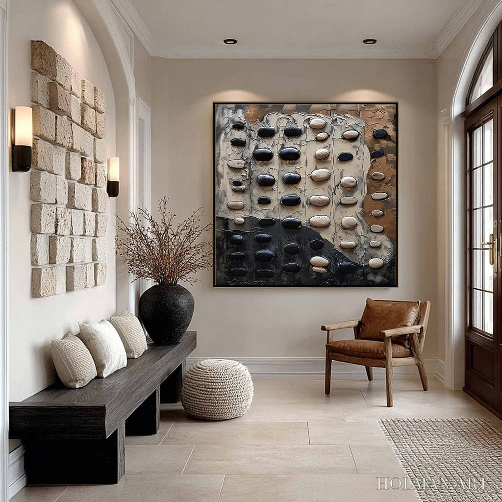 HOLMAN ART River Stones – Textured Neutral Abstract Oil Painting - image 3