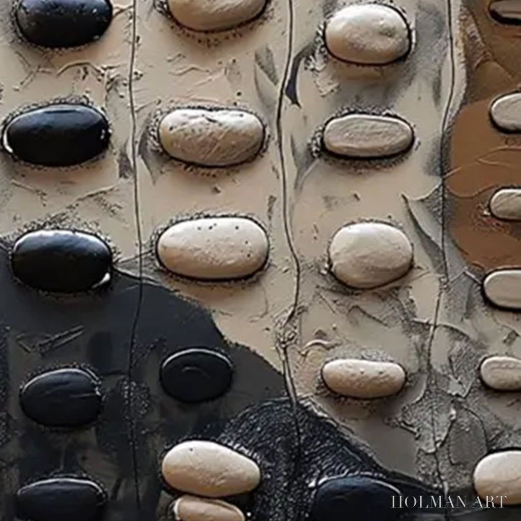 HOLMAN ART River Stones – Textured Neutral Abstract Oil Painting - image 4