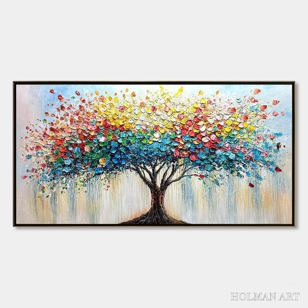 HOLMAN ART Ready to Ship | Rainbow Burst – Textured Impasto Tree of Life Oil Painting - image 3