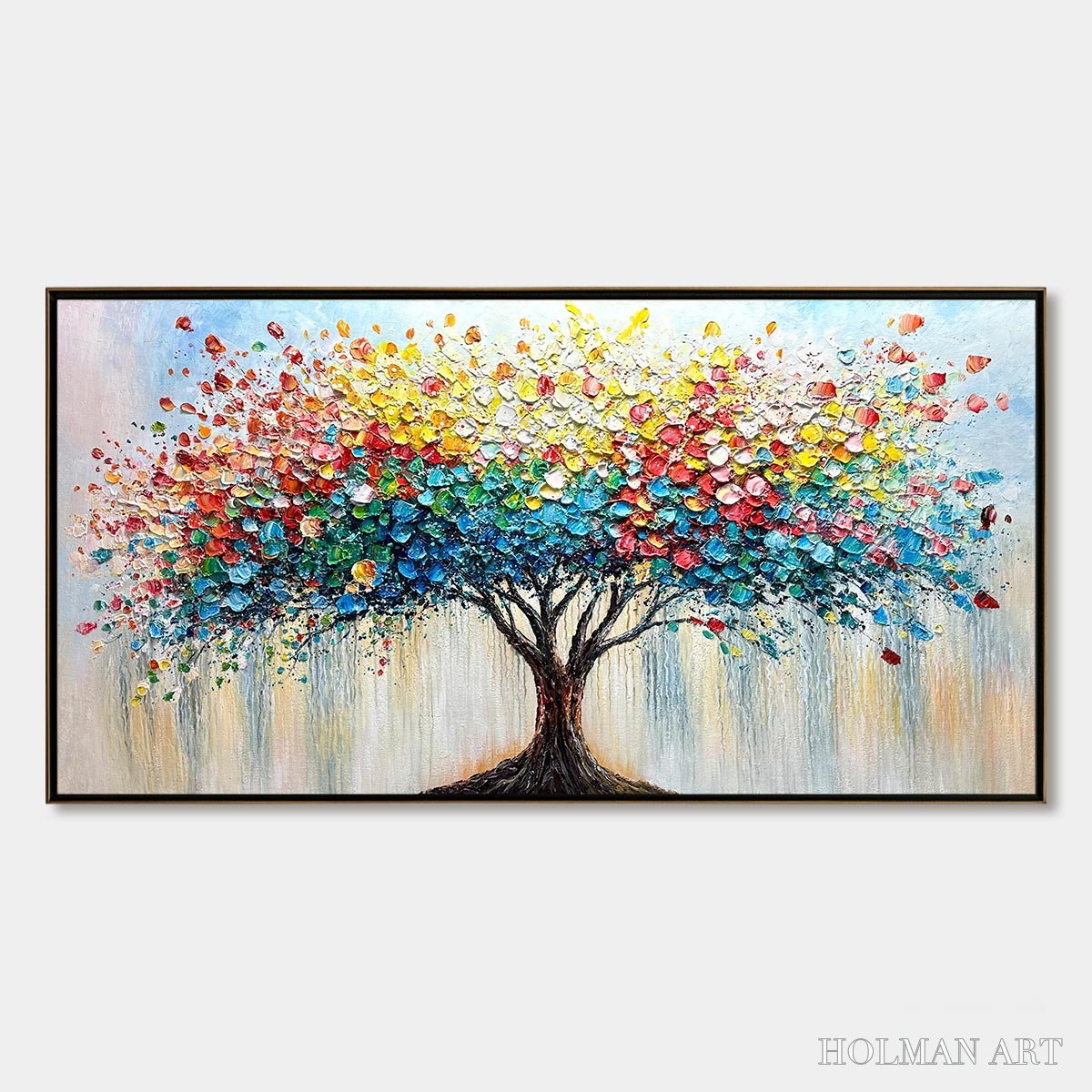 HOLMAN ART Ready to Ship | Rainbow Burst – Textured Impasto Tree of Life Oil Painting - image 3