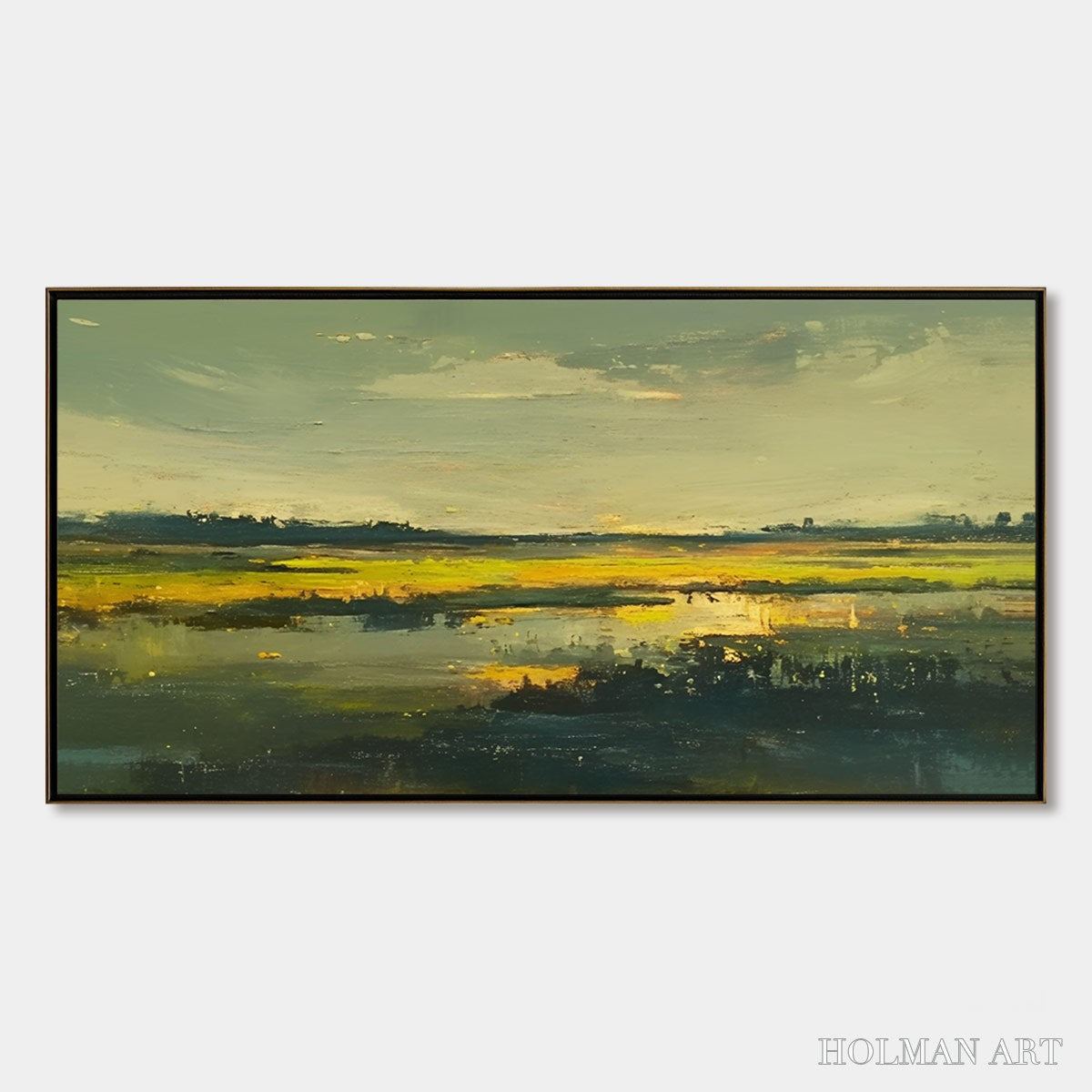 HOLMAN ART Golden Marsh – Abstract Impressionist Landscape Painting - image 1