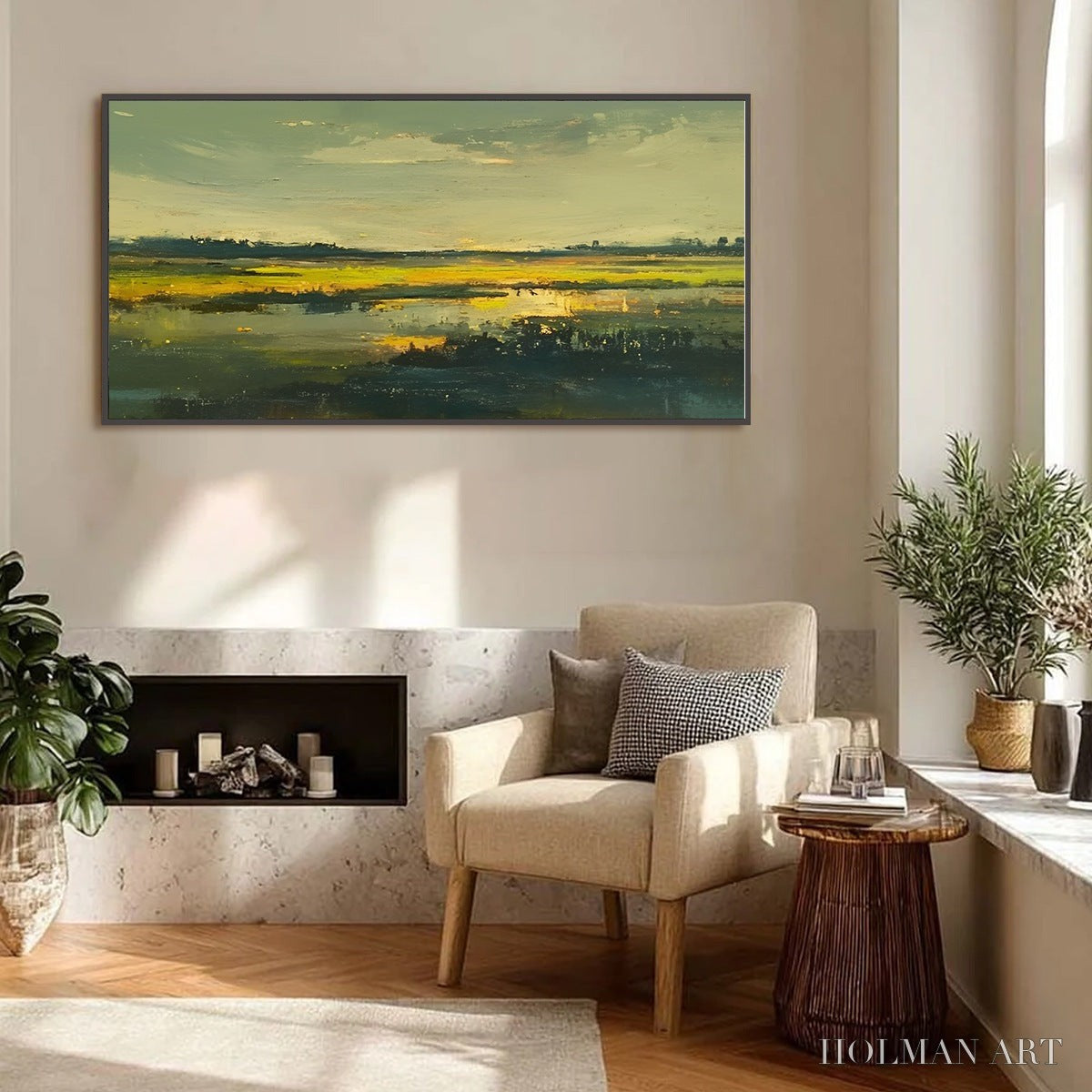 HOLMAN ART Golden Marsh – Abstract Impressionist Landscape Painting - image 3
