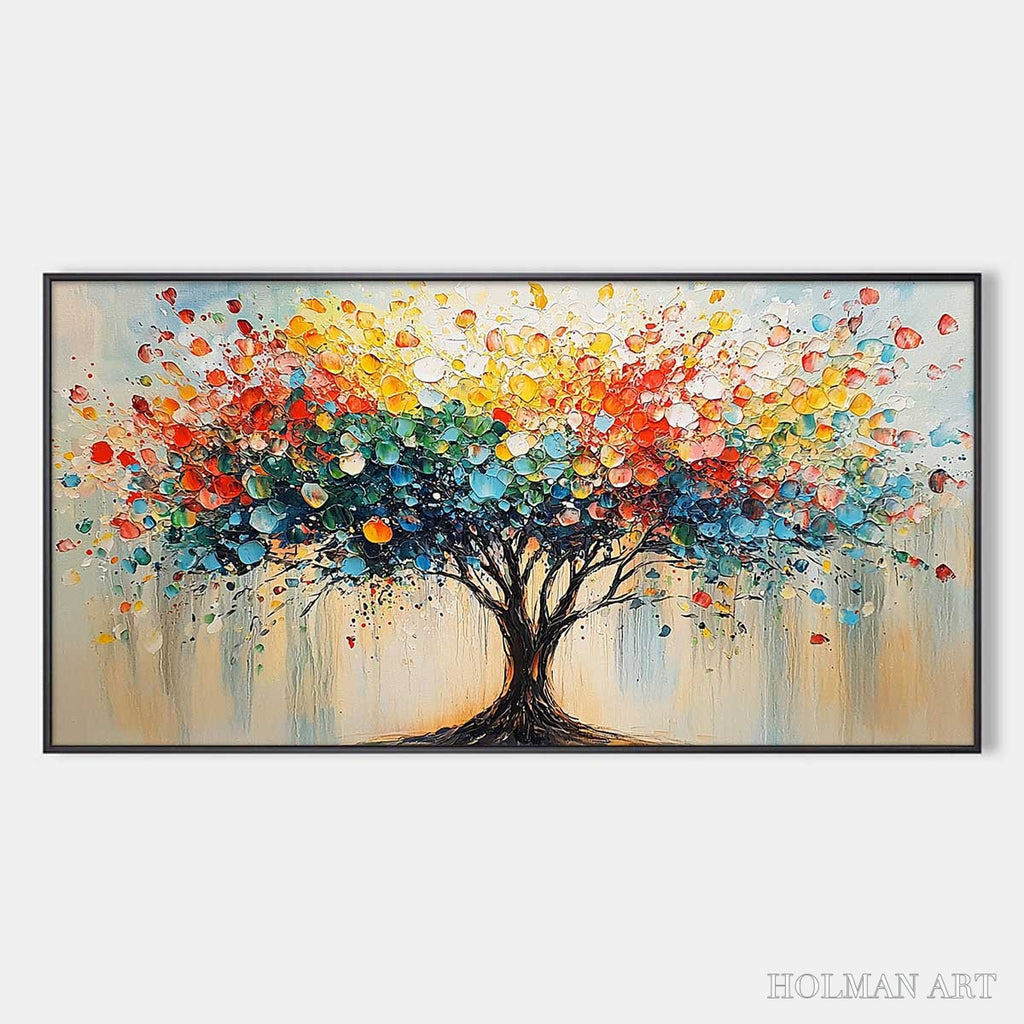 HOLMAN ART Rainbow Burst – Textured Impasto Tree of Life Oil Painting - image 1