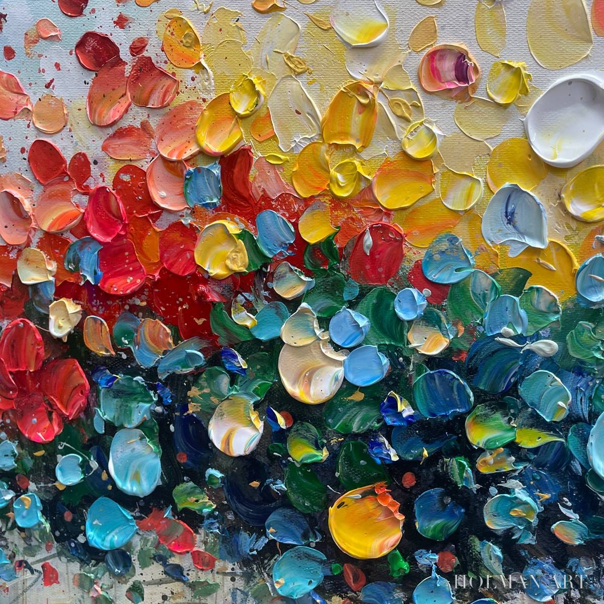 HOLMAN ART Rainbow Burst – Textured Impasto Tree of Life Oil Painting - image 3