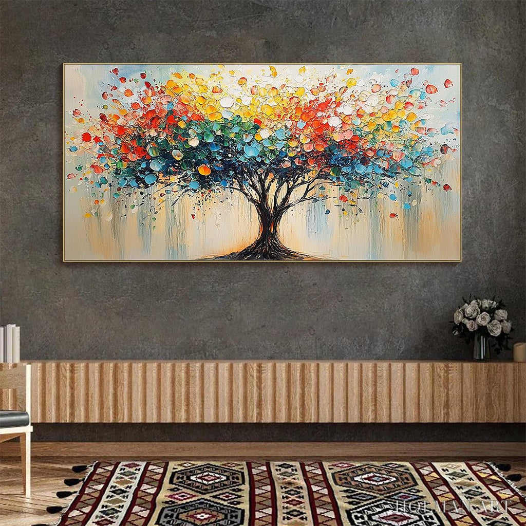 HOLMAN ART Rainbow Burst – Textured Impasto Tree of Life Oil Painting - image 5