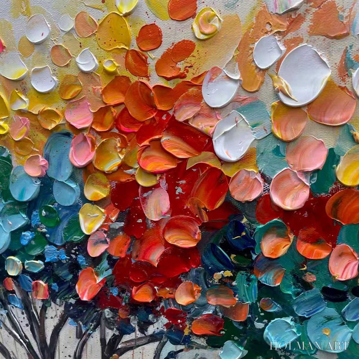 HOLMAN ART Rainbow Burst – Textured Impasto Tree of Life Oil Painting - image 6