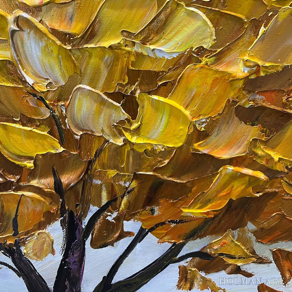 HOLMAN ART Golden Harvest – Textured Impasto Golden Tree Oil Painting - image 3
