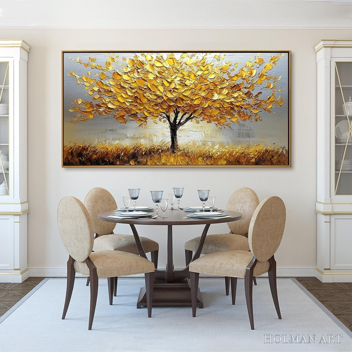 HOLMAN ART Golden Harvest – Textured Impasto Golden Tree Oil Painting - image 6