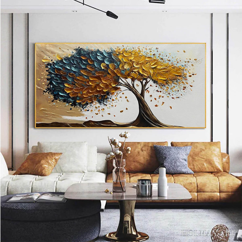 HOLMAN ART Golden Whispers – Textured Abstract Tree Oil Painting - image 2