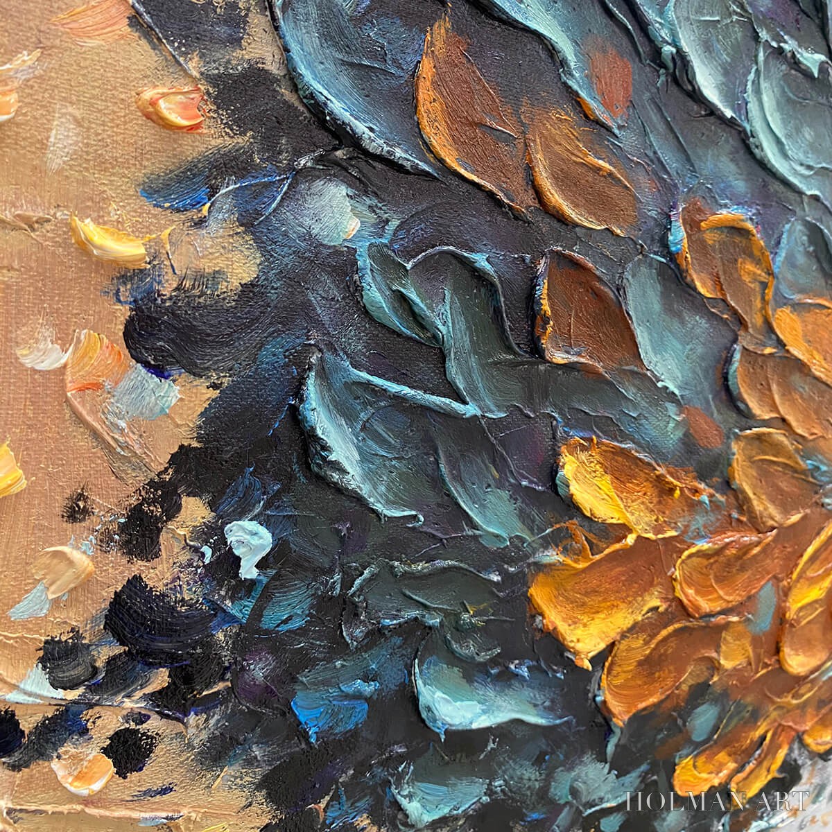 HOLMAN ART Golden Whispers – Textured Abstract Tree Oil Painting - image 3