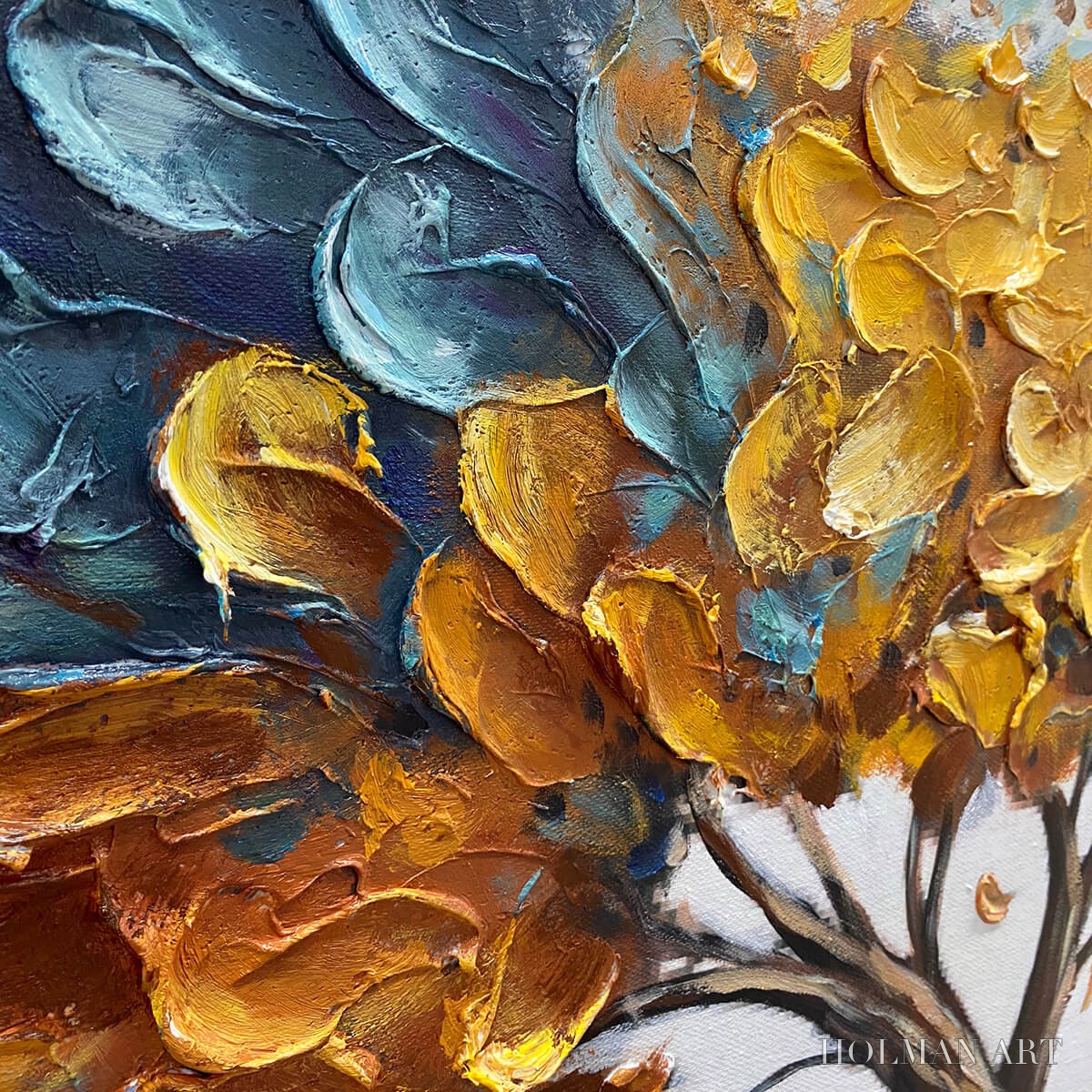 HOLMAN ART Golden Whispers – Textured Abstract Tree Oil Painting - image 5
