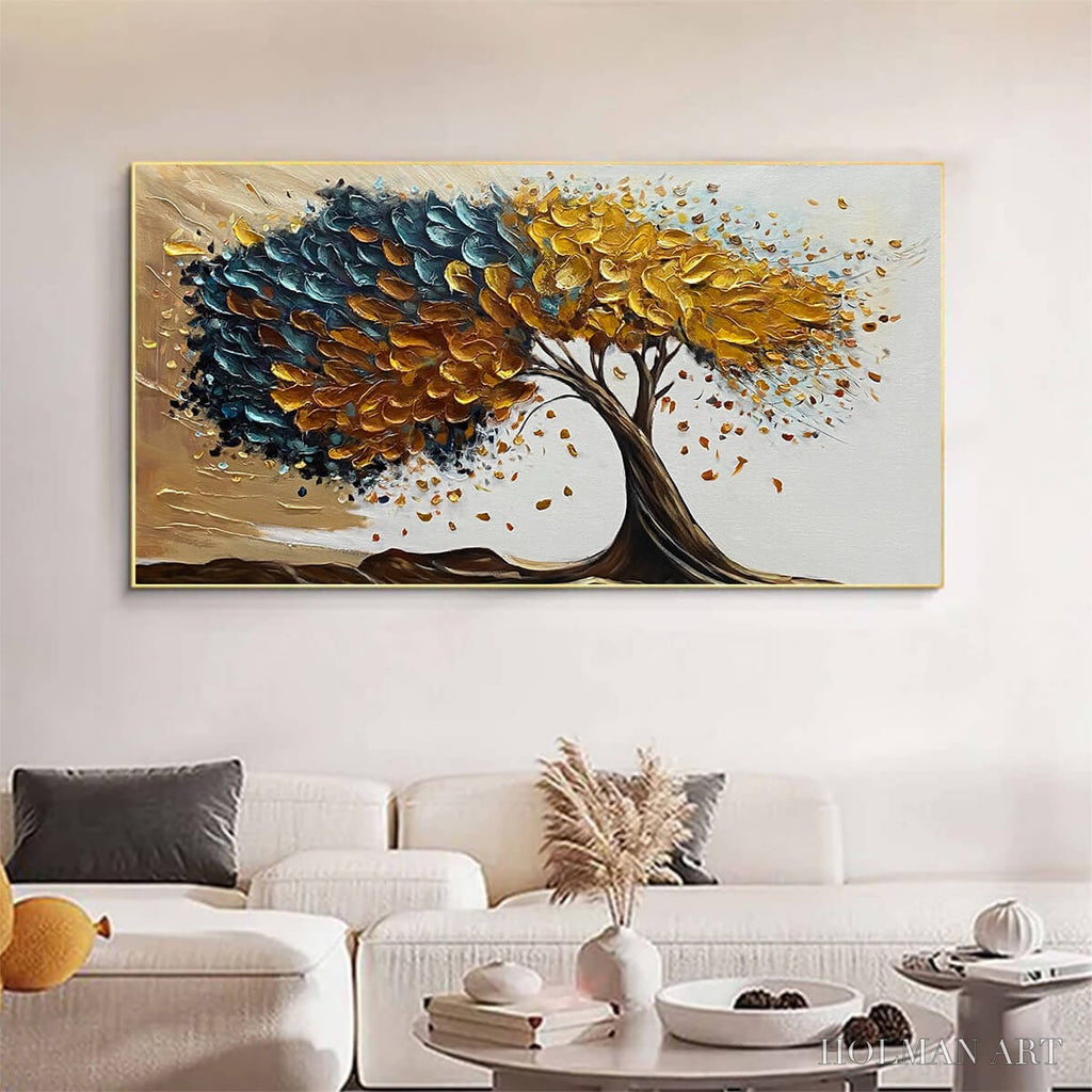 HOLMAN ART Golden Whispers – Textured Abstract Tree Oil Painting - image 6