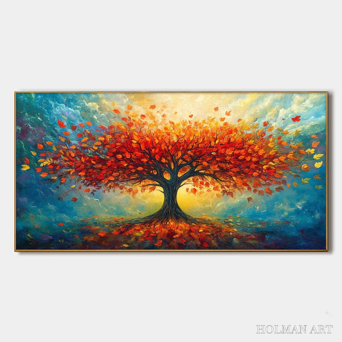 HOLMAN ART Autumn Fire – Textured Landscape Oil Painting - image 1