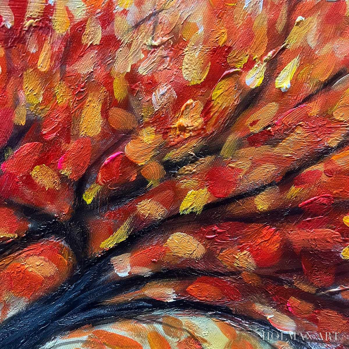 HOLMAN ART Autumn Fire – Textured Landscape Oil Painting - image 3