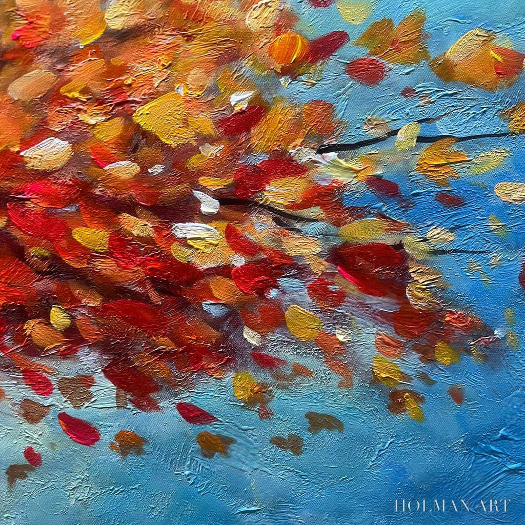 HOLMAN ART Autumn Fire – Textured Landscape Oil Painting - image 6