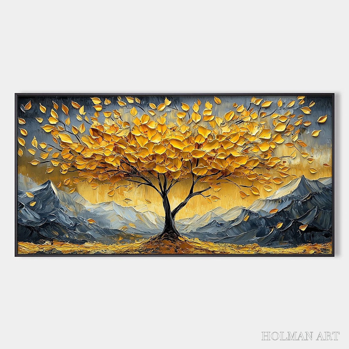 HOLMAN ART Golden Resilience – Textured Landscape Oil Painting - image 1