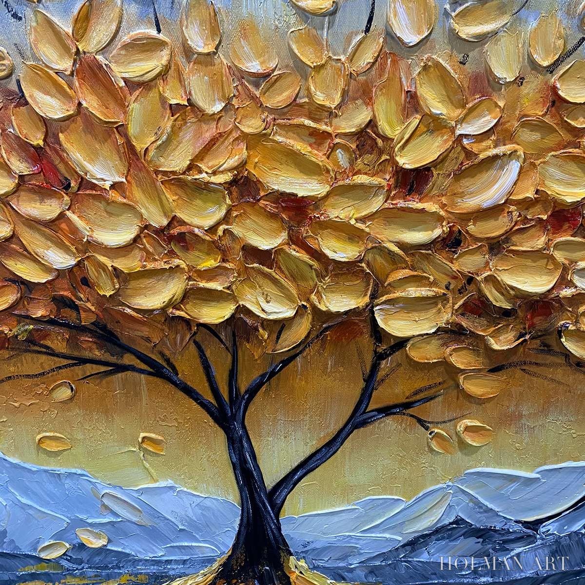 HOLMAN ART Golden Resilience – Textured Landscape Oil Painting - image 3