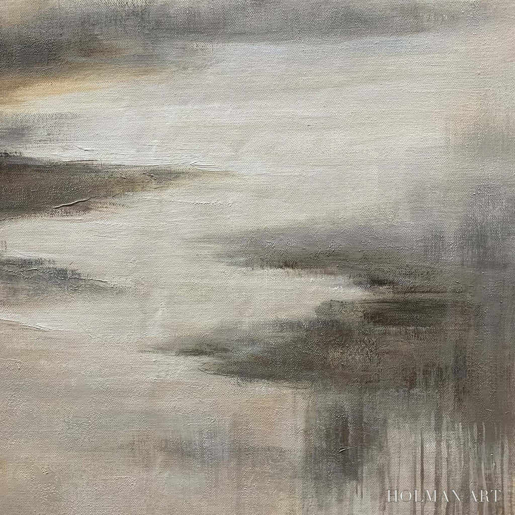 HOLMAN ART Misty Shores – Minimalist Coastal Landscape Oil Painting - image 3