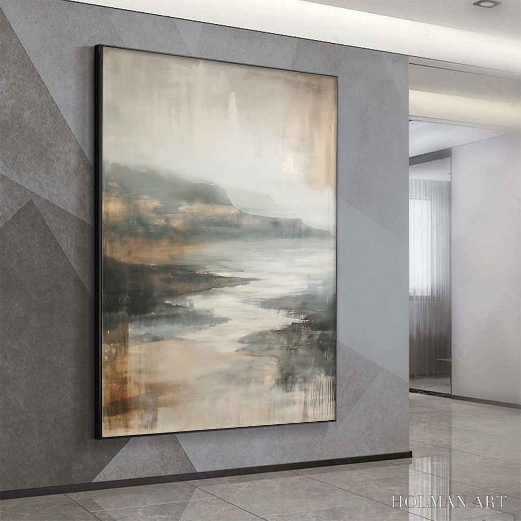 HOLMAN ART Misty Shores – Minimalist Coastal Landscape Oil Painting - image 4