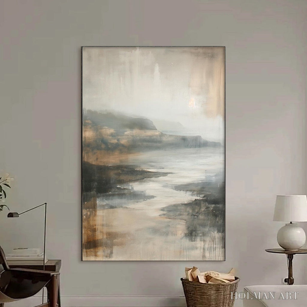 HOLMAN ART Misty Shores – Minimalist Coastal Landscape Oil Painting - image 6