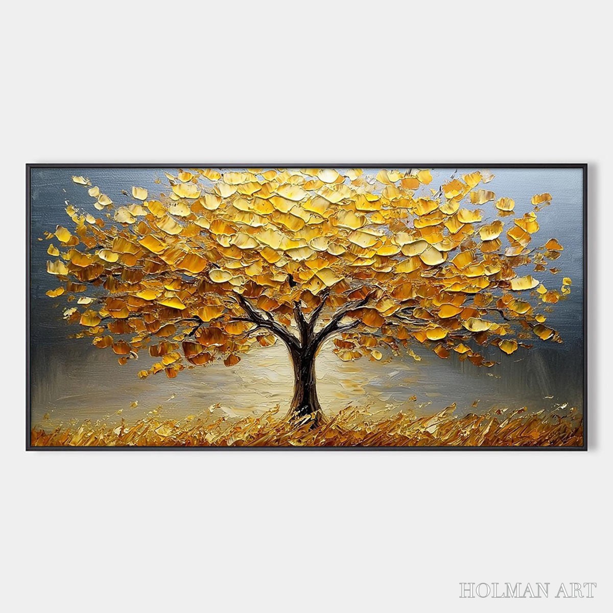 HOLMAN ART Golden Autumn – Textured Impasto Tree Landscape Oil Painting - image 1