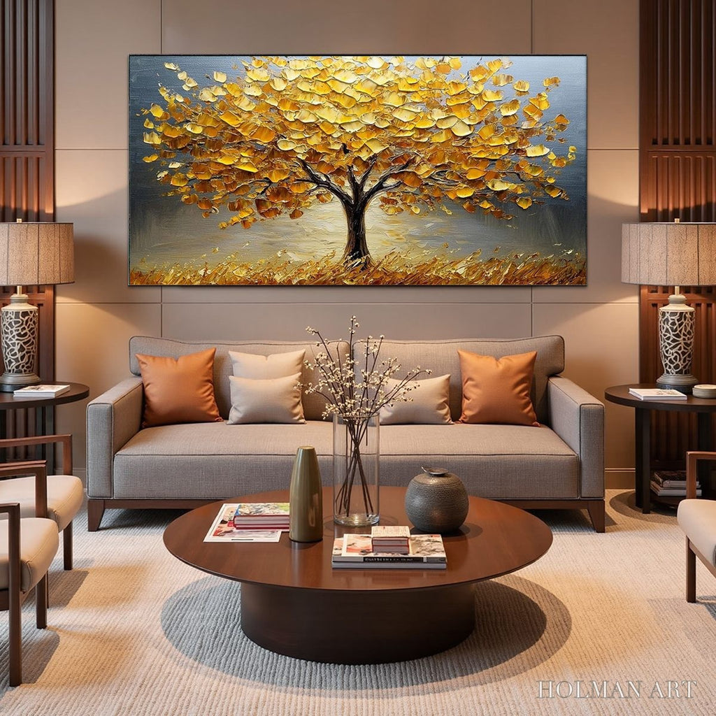 HOLMAN ART Golden Autumn – Textured Impasto Tree Landscape Oil Painting - image 4