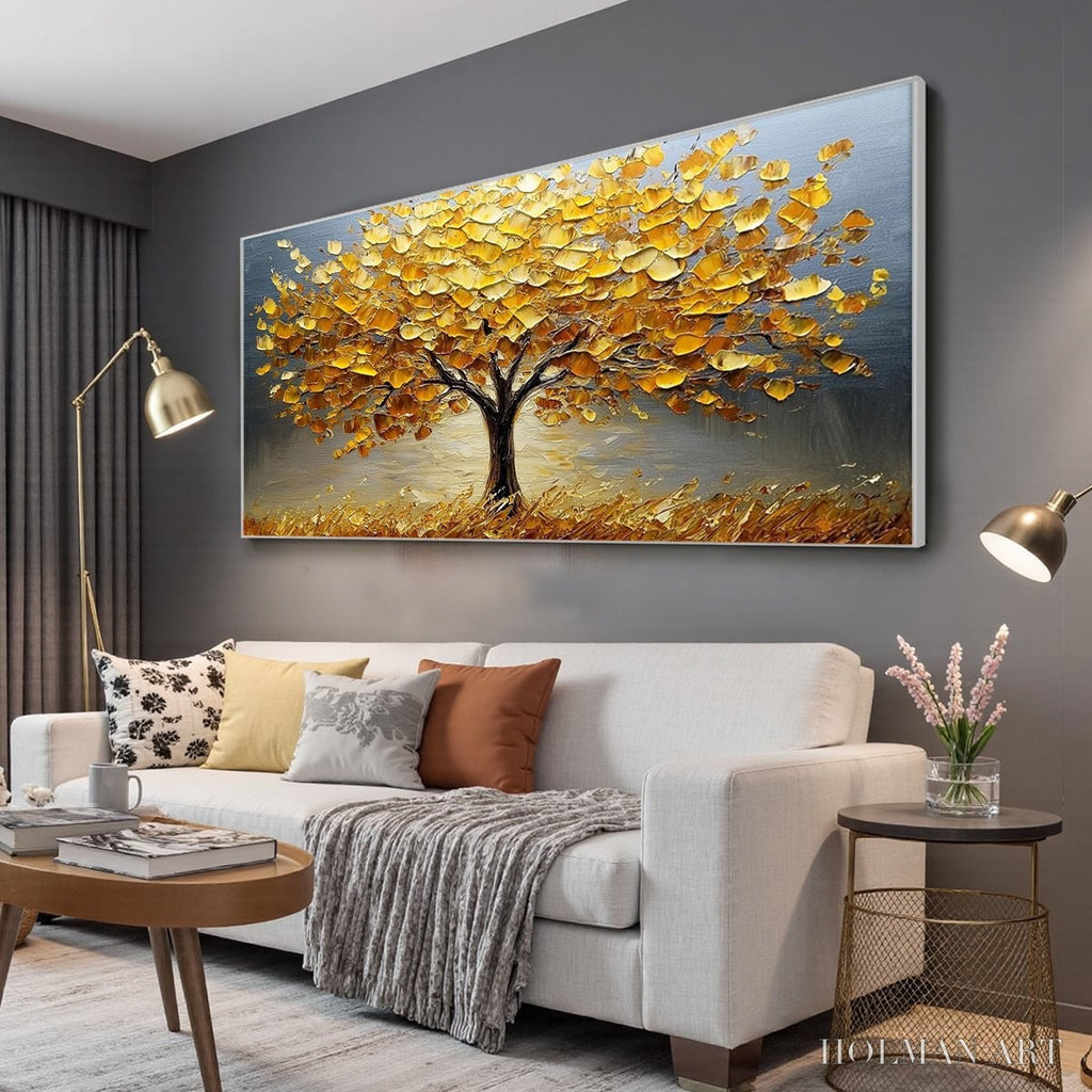 HOLMAN ART Golden Autumn – Textured Impasto Tree Landscape Oil Painting - image 5