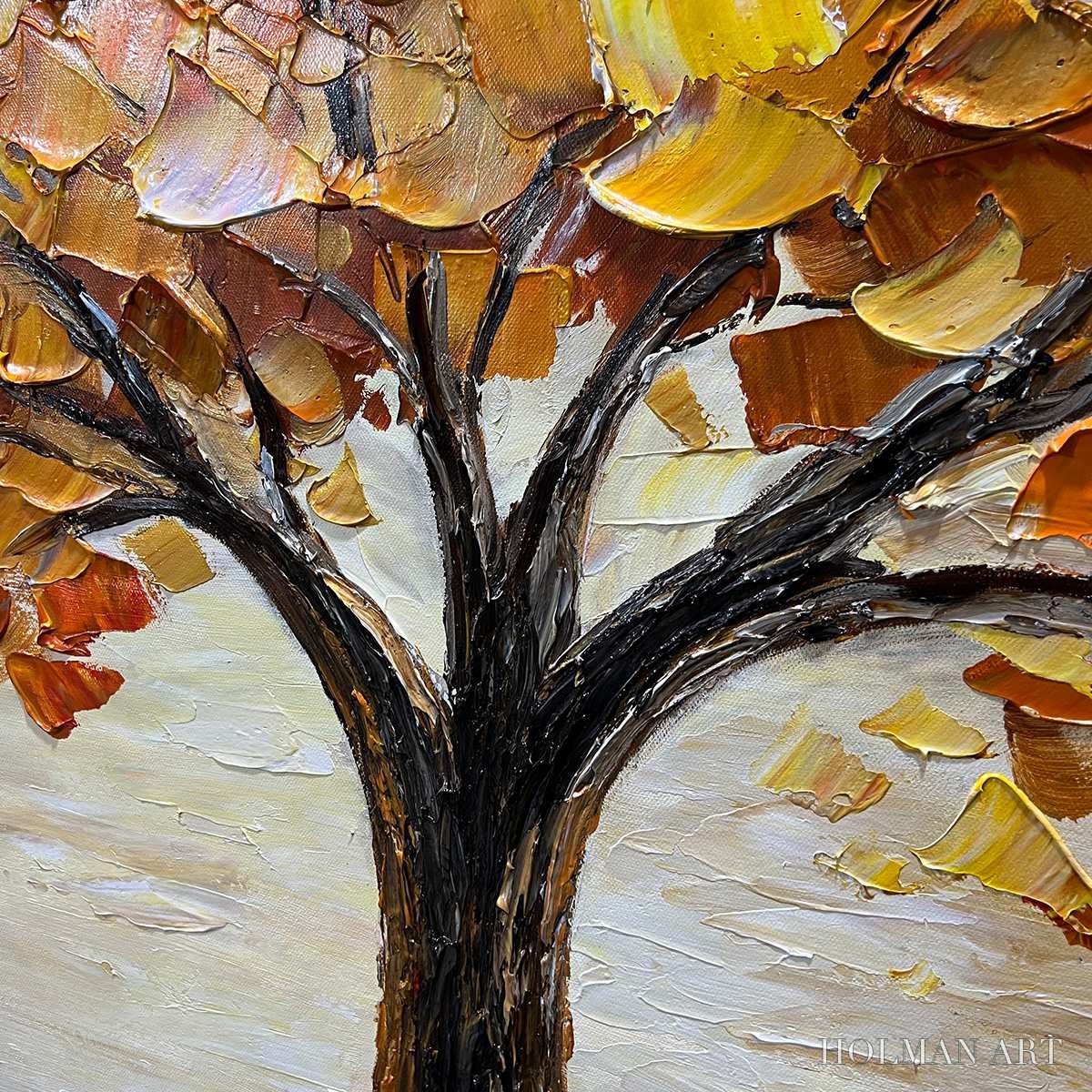 HOLMAN ART Golden Autumn – Textured Impasto Tree Landscape Oil Painting - image 6