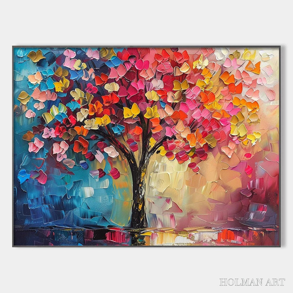 HOLMAN ART Living Rainbow – Textured Impasto Tree of Life Oil Painting - image 1