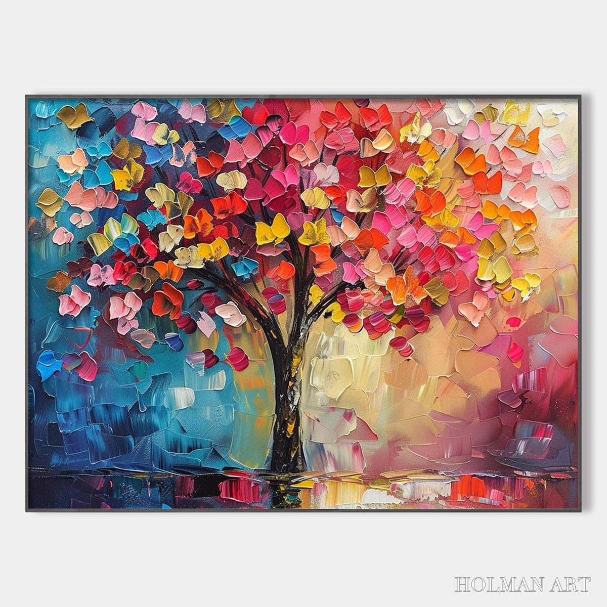 HOLMAN ART Living Rainbow – Textured Impasto Tree of Life Oil Painting - image 1
