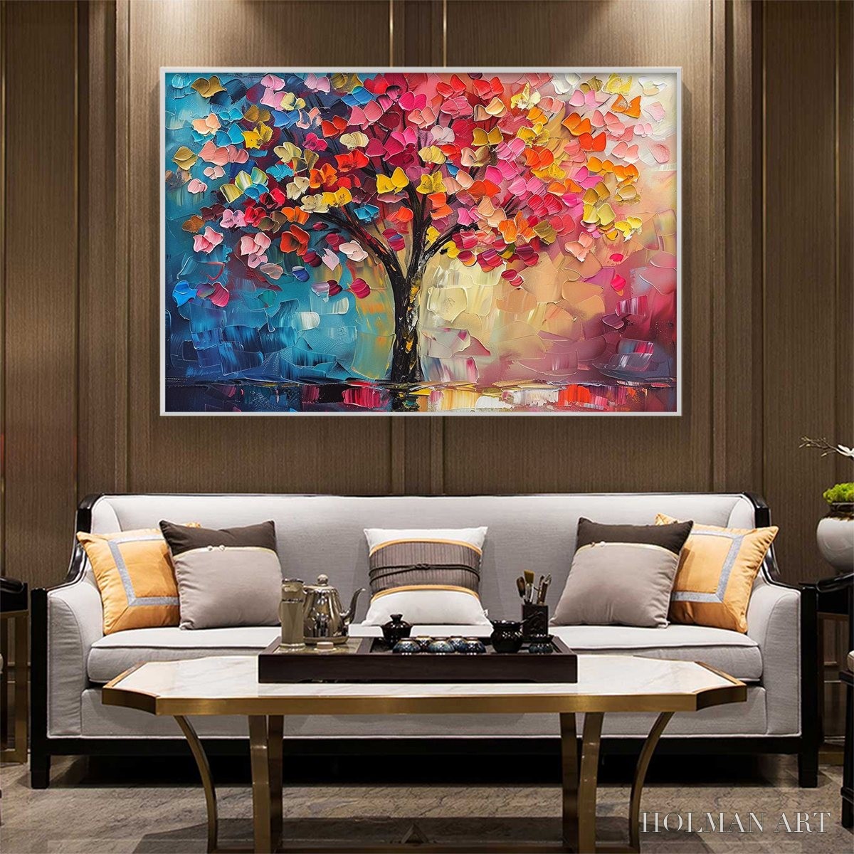 HOLMAN ART Living Rainbow – Textured Impasto Tree of Life Oil Painting - image 6