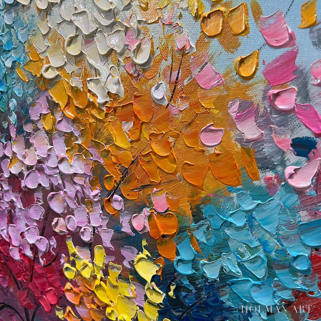 HOLMAN ART Kaleidoscope Dream – Textured Multicolored Tree Oil Painting - image 3